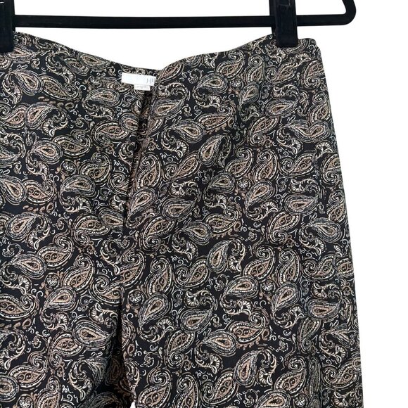 J.Jill Women's Cotton Stretch Tan & Black Paisley Pants Size 8 - Picture 4 of 12